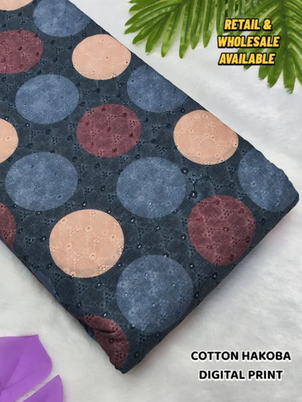 Hakoba cotton chikankari fabric digital prints 038 soft feel - High-Quality Fabric