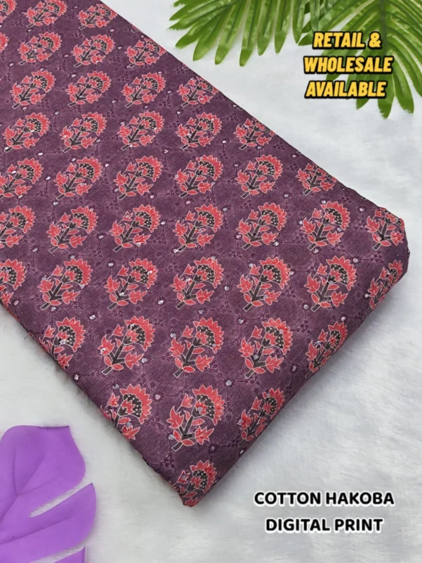 Hakoba cotton chikankari fabric digital prints 038 soft feel - High-Quality Fabric