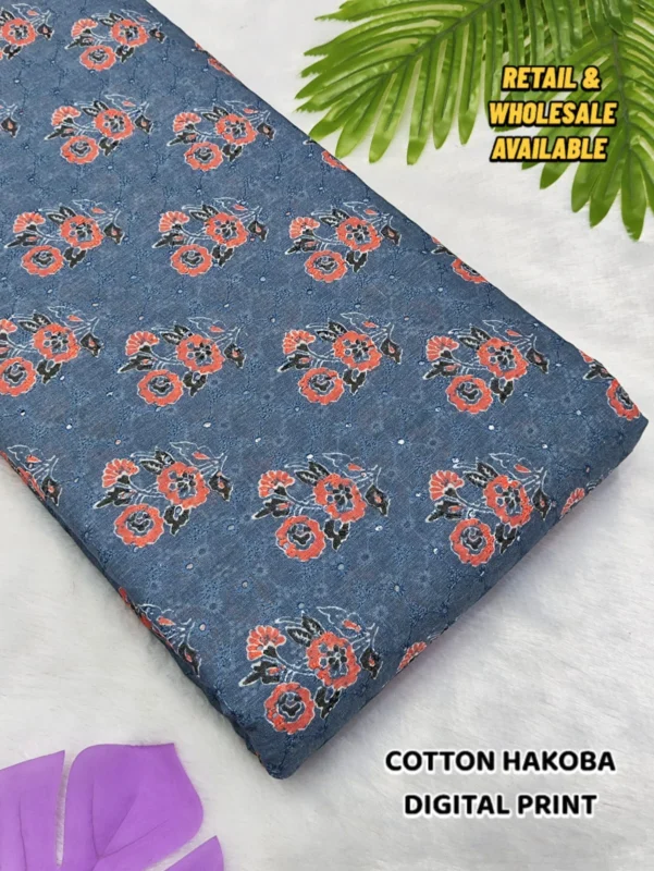 Hakoba cotton chikankari fabric digital prints 038 soft feel - High-Quality Fabric