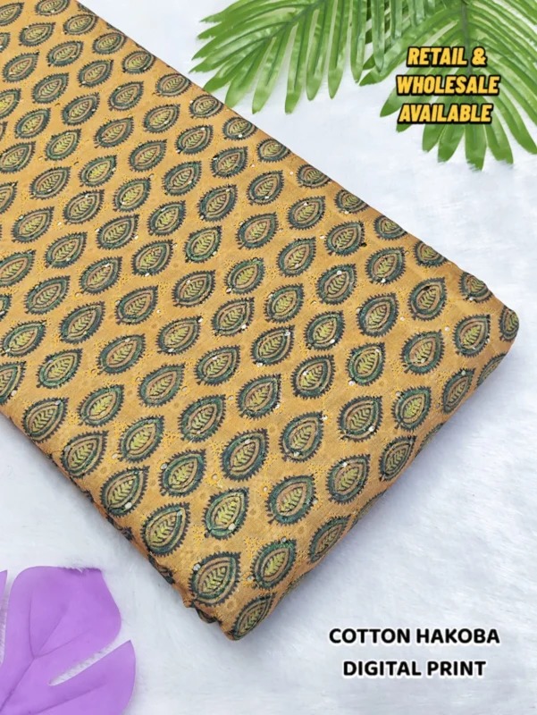 Hakoba cotton chikankari fabric digital prints 038 soft feel - High-Quality Fabric