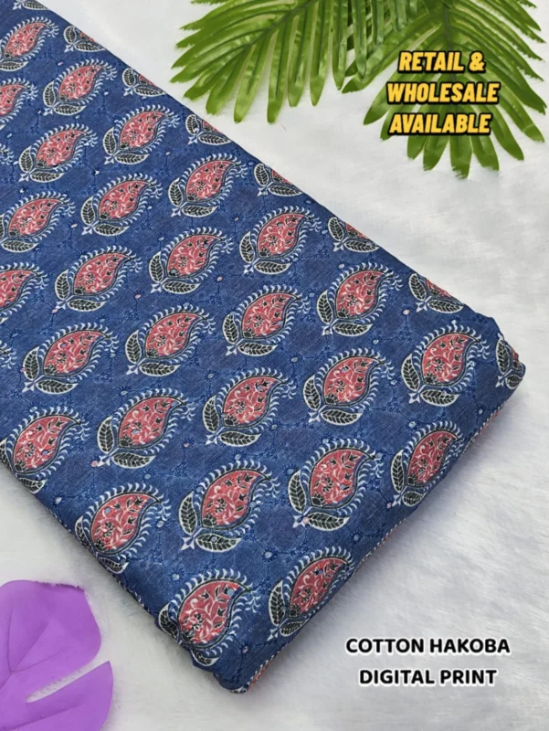 Hakoba cotton chikankari fabric digital prints 038 soft feel - High-Quality Fabric