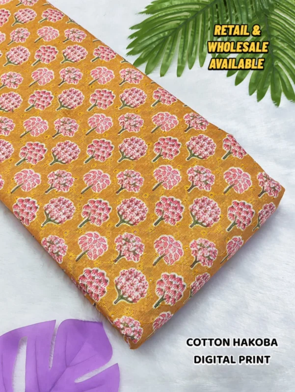 Hakoba cotton chikankari fabric digital prints 038 soft feel - High-Quality Fabric