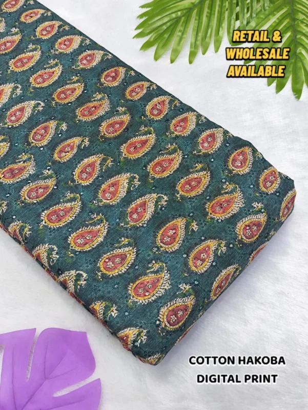 Hakoba cotton chikankari fabric digital prints 038 soft feel - High-Quality Fabric
