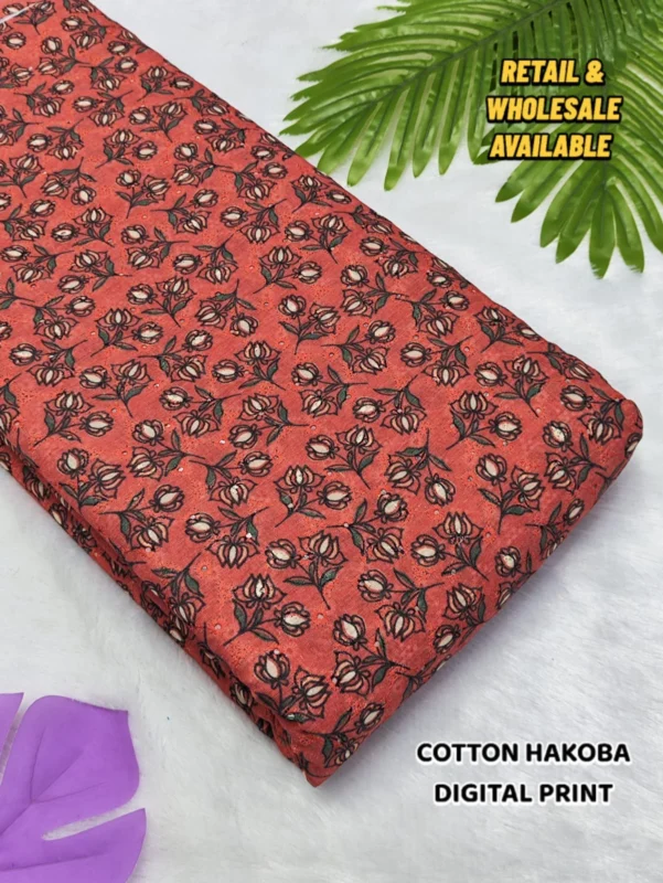 Hakoba cotton chikankari fabric digital prints 038 soft feel - High-Quality Fabric