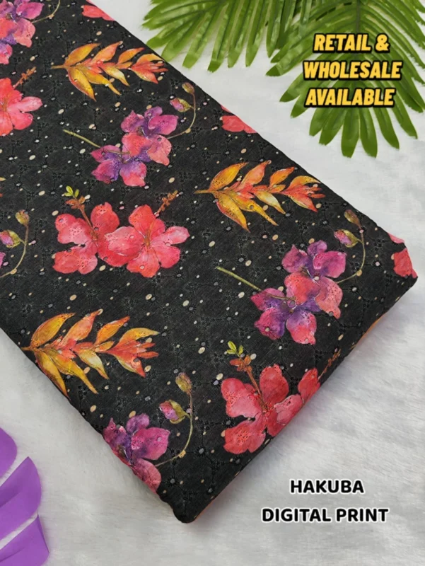 Hakoba cotton chikankari fabric digital prints 038 soft feel - High-Quality Fabric