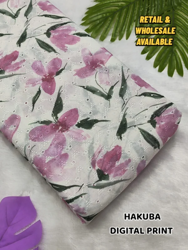 Hakoba cotton chikankari fabric digital prints 038 soft feel - High-Quality Fabric