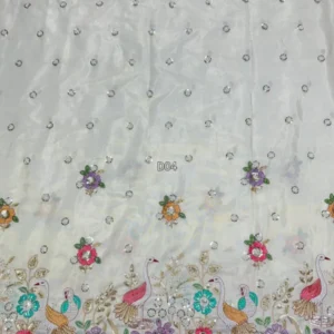 Heavy handwork cut dana pure cosmos tissue silk dyeable fabric - High-Quality Fabric