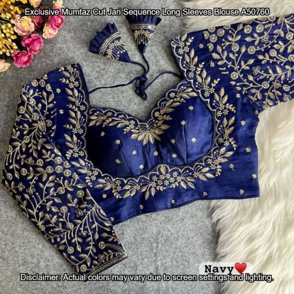 Mumtaz cut jari sequence long sleeves party blouse - High-Quality Fabric