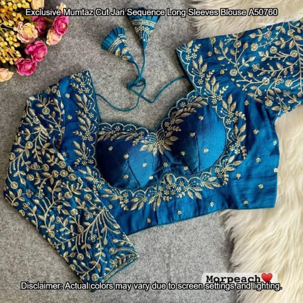 Mumtaz cut jari sequence long sleeves party blouse - High-Quality Fabric