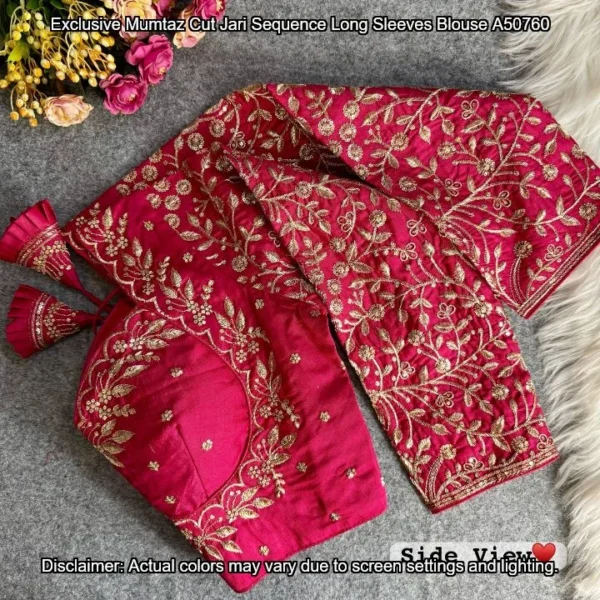 Mumtaz cut jari sequence long sleeves party blouse - High-Quality Fabric