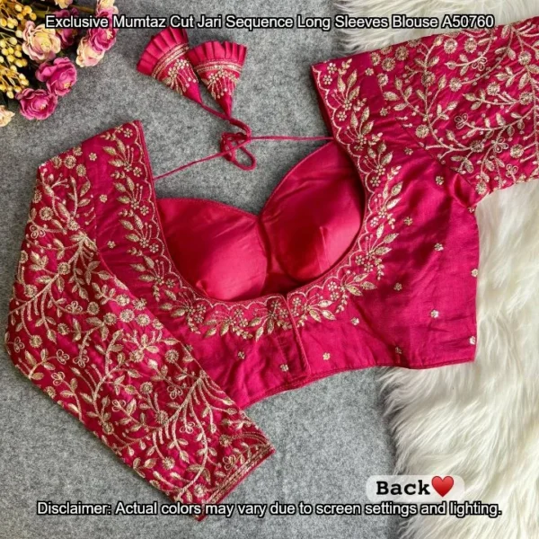 Mumtaz cut jari sequence long sleeves party blouse - High-Quality Fabric