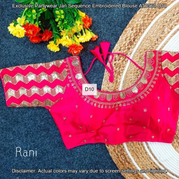 Partywear jari sequence embroidered blouse fancy farma design - High-Quality Fabric