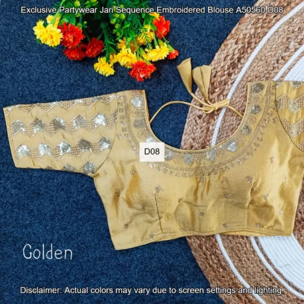 Partywear jari sequence embroidered blouse fancy farma design - High-Quality Fabric