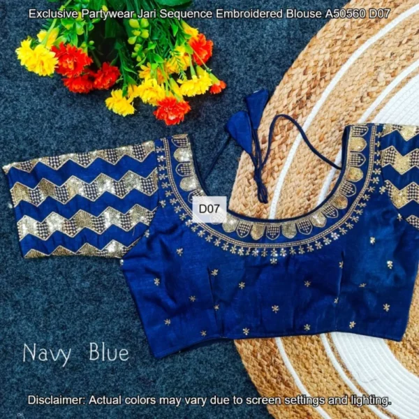 Partywear jari sequence embroidered blouse fancy farma design - High-Quality Fabric