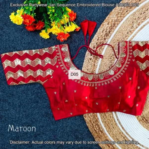 Partywear jari sequence embroidered blouse fancy farma design - High-Quality Fabric