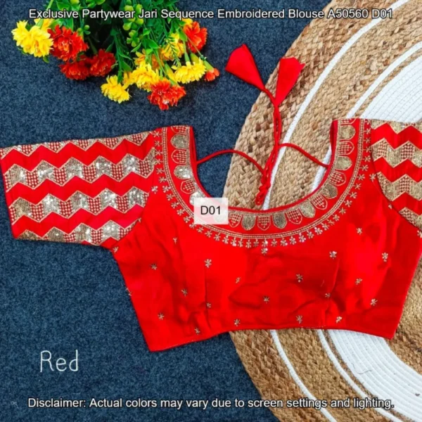Partywear jari sequence embroidered blouse fancy farma design - High-Quality Fabric