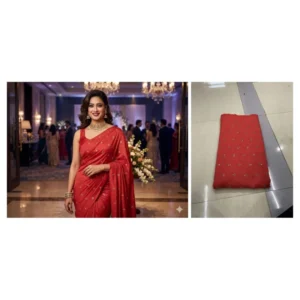 Pink vichitra silk fabric with sequins thread butties soft 038 elegant 44 inch width - High-Quality Fabric