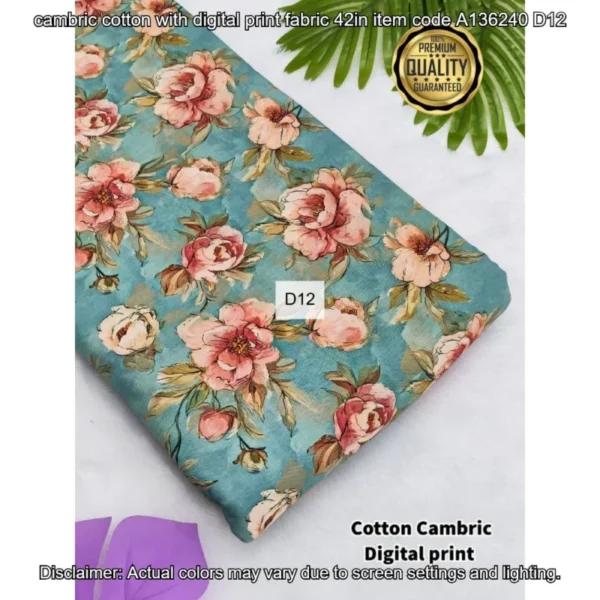 Premium cambric cotton digital prints fabric - High-Quality Fabric