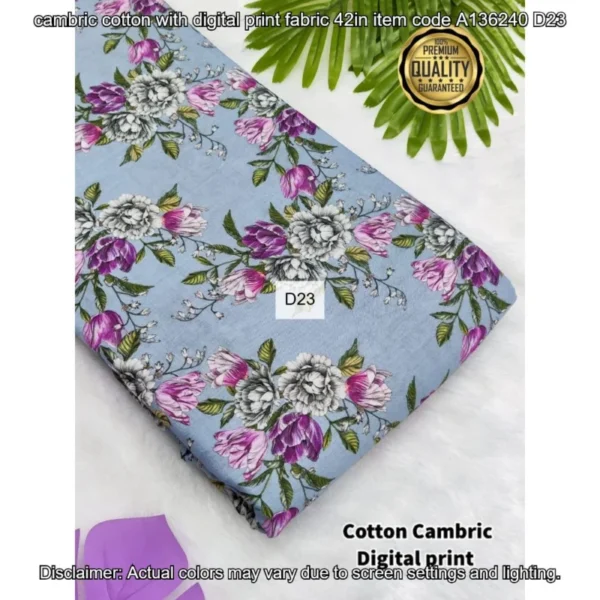 Premium cambric cotton digital prints fabric - High-Quality Fabric
