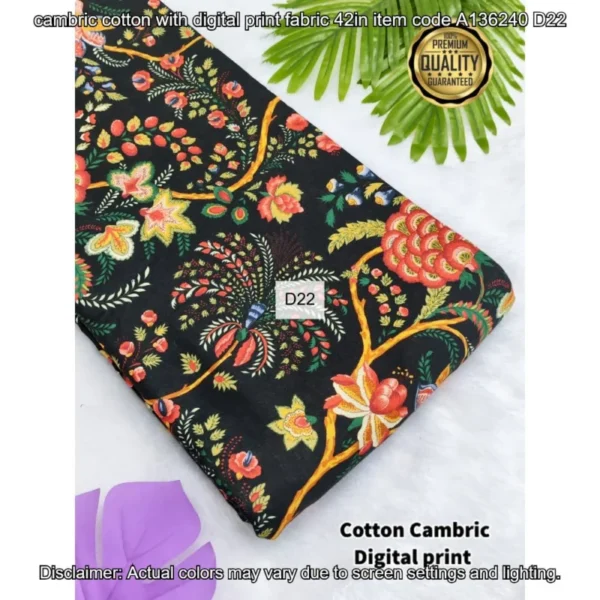 Premium cambric cotton digital prints fabric - High-Quality Fabric