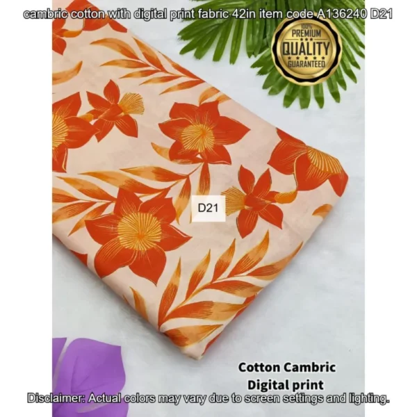 Premium cambric cotton digital prints fabric - High-Quality Fabric