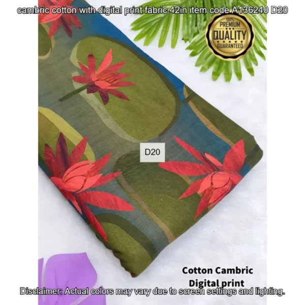 Premium cambric cotton digital prints fabric - High-Quality Fabric