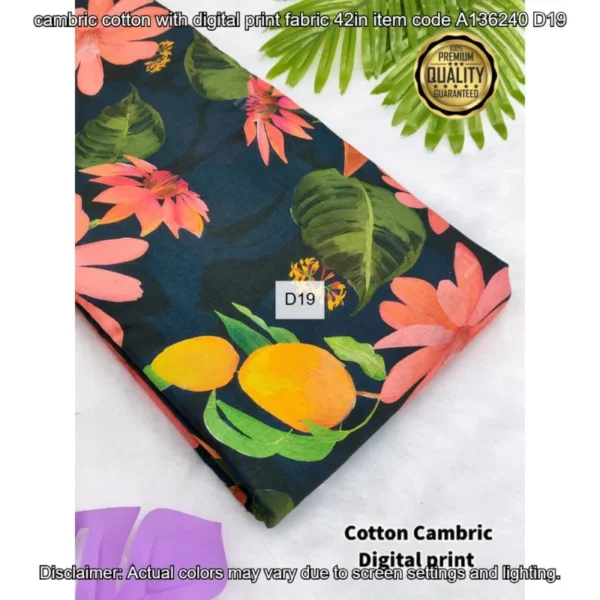Premium cambric cotton digital prints fabric - High-Quality Fabric