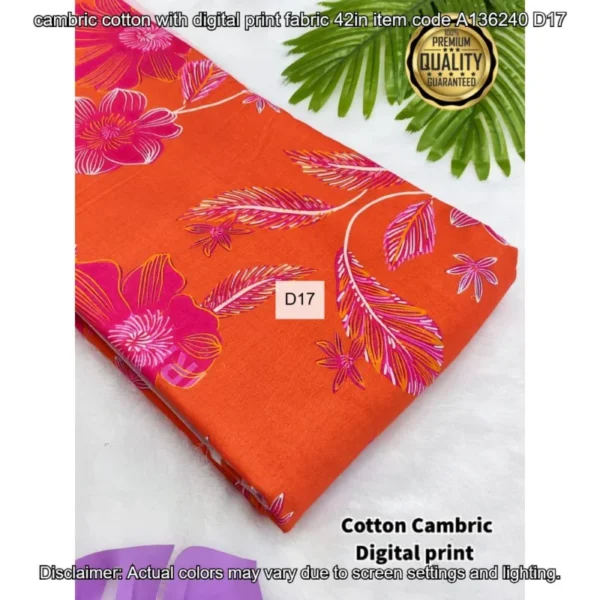 Premium cambric cotton digital prints fabric - High-Quality Fabric