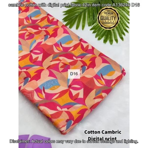 Premium cambric cotton digital prints fabric - High-Quality Fabric