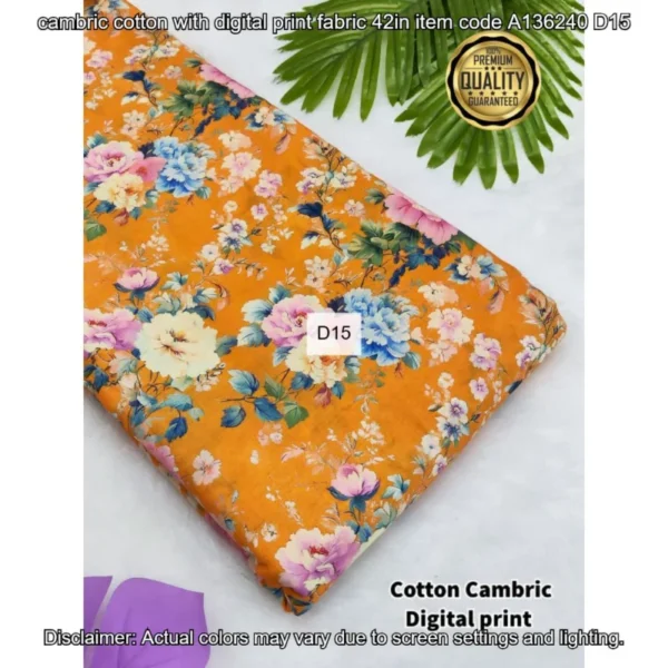 Premium cambric cotton digital prints fabric - High-Quality Fabric
