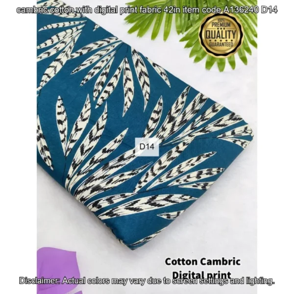 Premium cambric cotton digital prints fabric - High-Quality Fabric