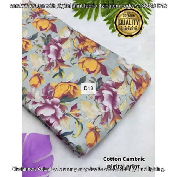 Premium cambric cotton digital prints fabric - High-Quality Fabric