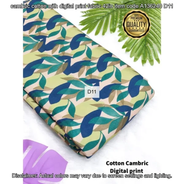 Premium cambric cotton digital prints fabric - High-Quality Fabric