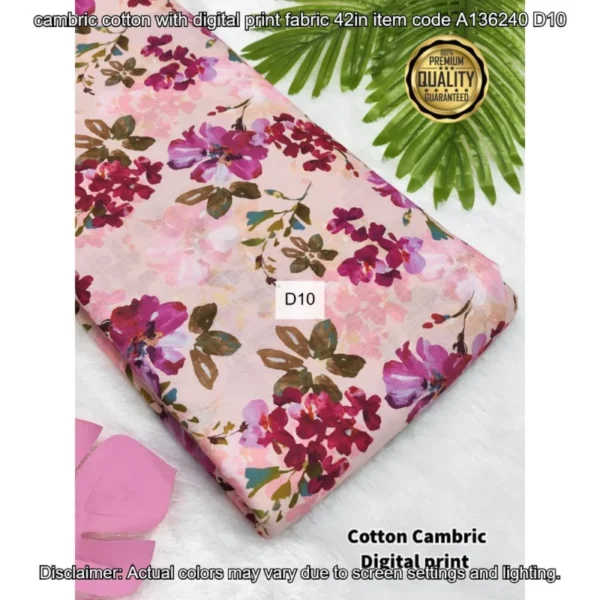 Premium cambric cotton digital prints fabric - High-Quality Fabric