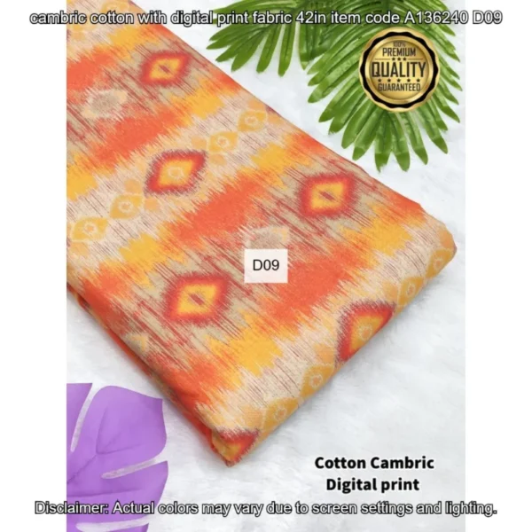 Premium cambric cotton digital prints fabric - High-Quality Fabric