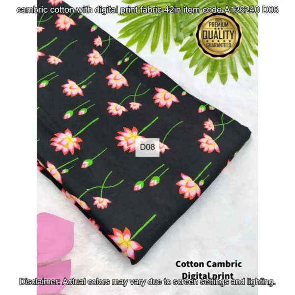 Premium cambric cotton digital prints fabric - High-Quality Fabric