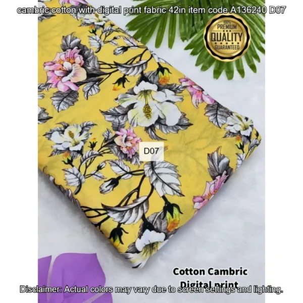 Premium cambric cotton digital prints fabric - High-Quality Fabric