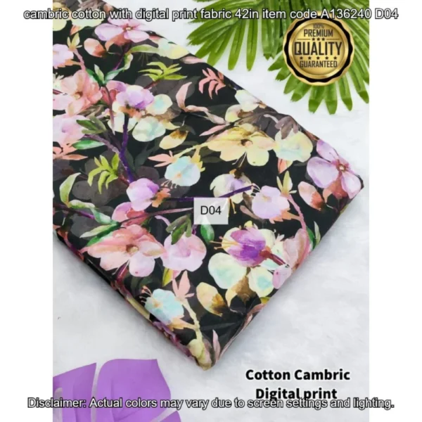 Premium cambric cotton digital prints fabric - High-Quality Fabric