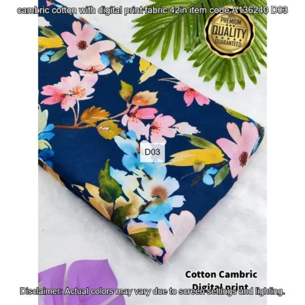 Premium cambric cotton digital prints fabric - High-Quality Fabric
