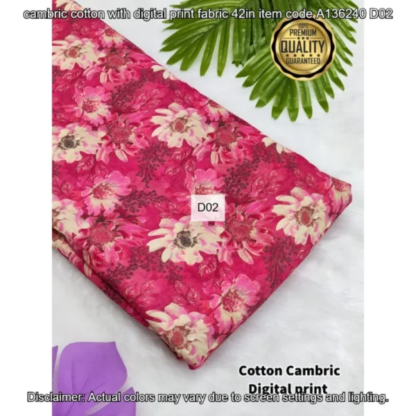 Premium cambric cotton digital prints fabric - High-Quality Fabric