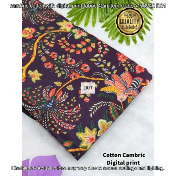 Premium cambric cotton digital prints fabric - High-Quality Fabric
