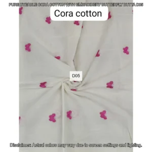 Pure dyeable cora cotton with butterfly embroidery butta 8211 by the meter - High-Quality Fabric