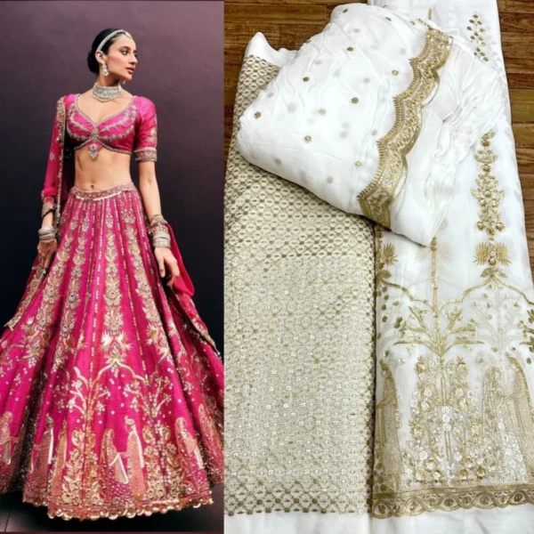 Pure dyeable viscose georgette bridal lehenga fabric - High-Quality Fabric