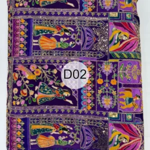 Pure natural crepe fabric 448243 raja rani print embroidery hot favourite - High-Quality Fabric