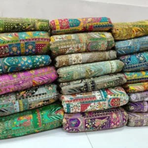 Pure natural crepe fabric 448243 raja rani print embroidery hot favourite - High-Quality Fabric