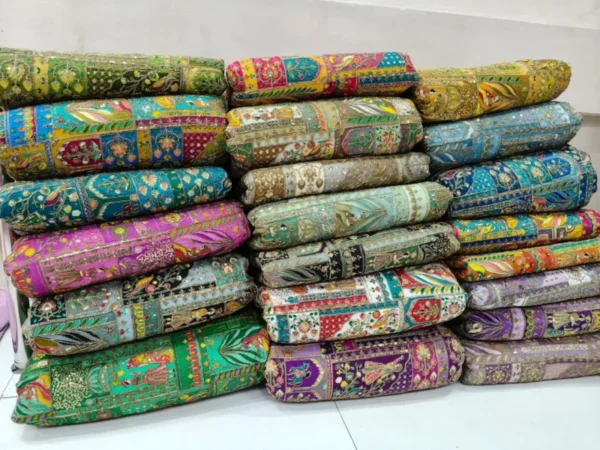 Pure natural crepe fabric 448243 raja rani print embroidery hot favourite - High-Quality Fabric