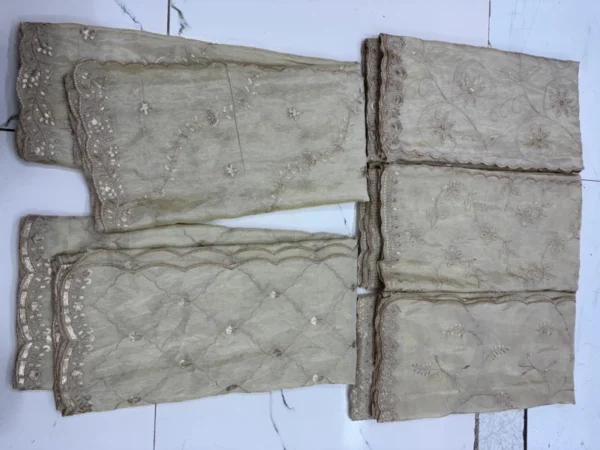 Pure shimmer tissue silk dyeable dupatta complete with beautiful border cutwork 245 meters at 680 per piece - High-Quality Fabric