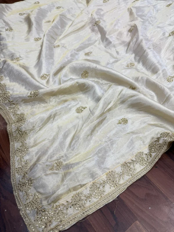 Pure shimmer tissue silk dyeable hand cutwork dupatta 25m - High-Quality Fabric