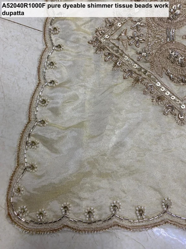 Pure shimmer tissue silk dyeable hand cutwork dupatta 25m - High-Quality Fabric