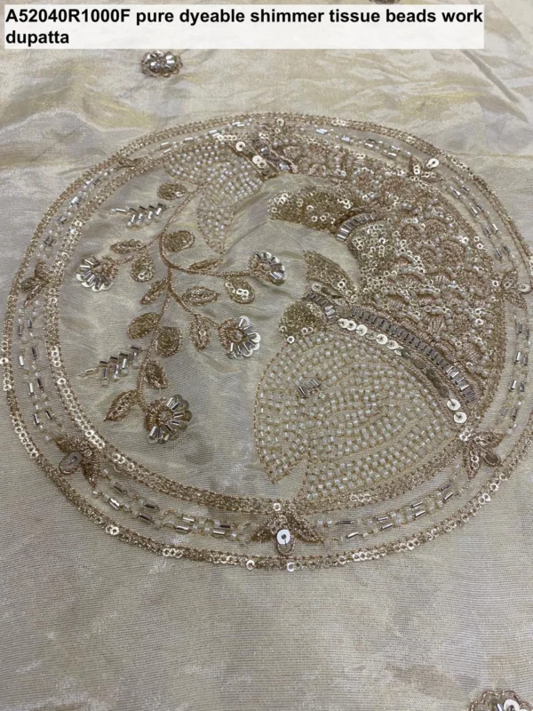 Pure shimmer tissue silk dyeable hand cutwork dupatta 25m - High-Quality Fabric